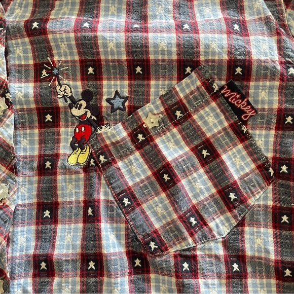 Vintage 90s Disney Mickey Mouse Original Superstar Plaid Button Top - Picture 5 of 7